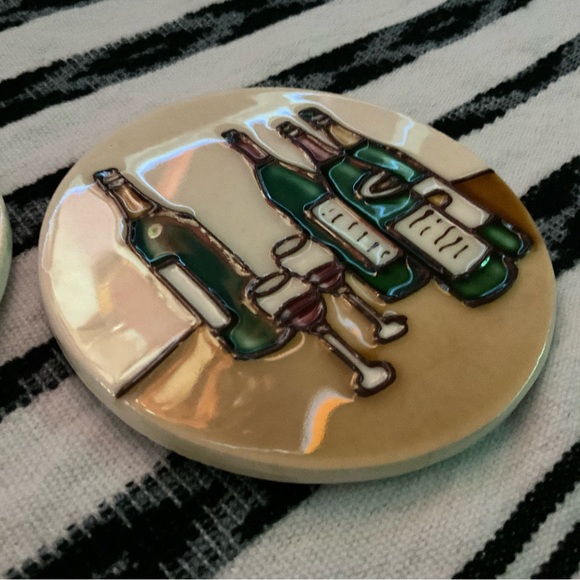 Wine Themed Ceramic Coasters, set of 4 with stand - Picture 3 of 6